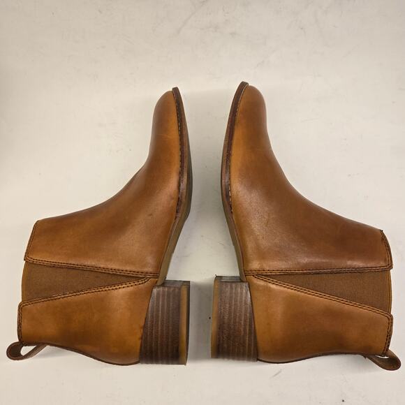Madewell The Carina Low Stacked Heel Pull-On Tan Leather Chelsea Boot, Size 7 - Picture 7 of 12